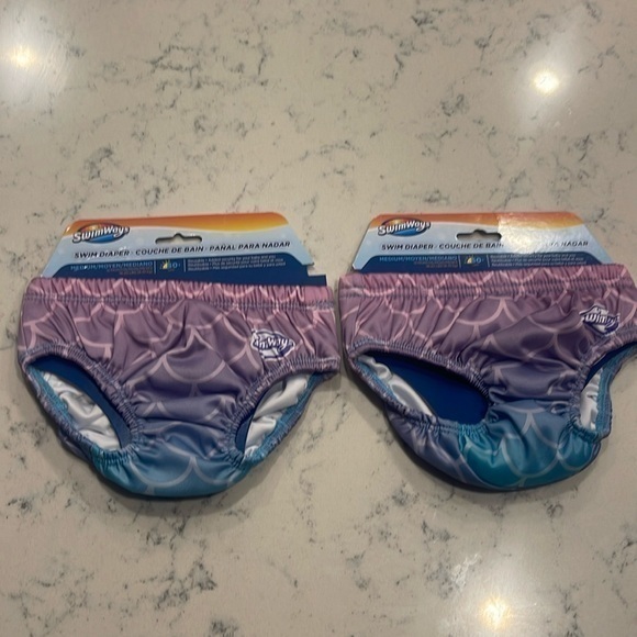 Girls mermaid Reusable Swim Diapers Lot of 2 - Picture 1 of 6